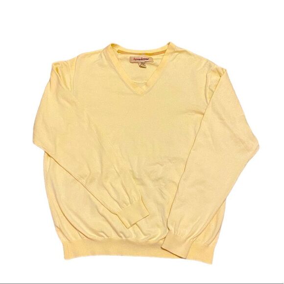 Tommy Bahama Yellow V-Neck Thinner Long Sleeve Pullover Mens Medium - Picture 1 of 6